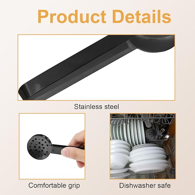 Tea Bag Squeezer Tongs, Stainless Steel Teabag Strainer Dispenser Gripper Picker Accessories for Tea Drinkers Gifts(Black)