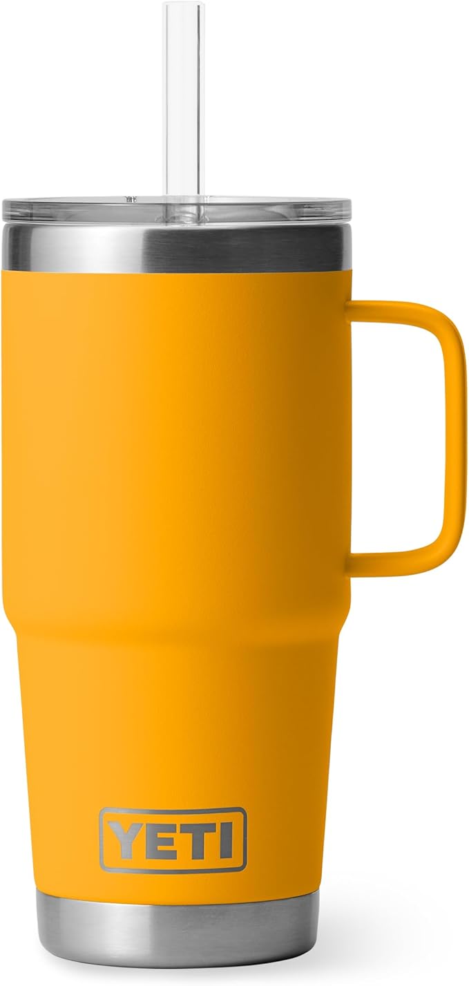 YETI Rambler 25 oz Tumbler with Handle and Straw Lid, Travel Mug Water Tumbler, Vacuum Insulated Cup with Handle, Stainless Steel, Beekeeper