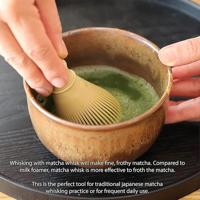 Matcha Whisk, PP Resin Matcha Stirrer, Traditional Handcrafted Japanese Matcha Tea Mixer Brush Mixing Tool Accessory for Tea Preparation (Yellow)
