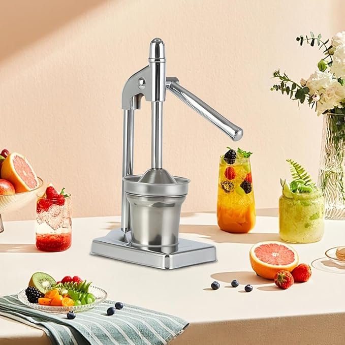 Cast Iron Juicer Hand Press, Stainless Steel Manual Juicer Hand Press, Lemon Juicer Squeezer, Heavy Duty Hand Press Juice Extractor for Fresh Lemonade Orange Juice, Easy to Use