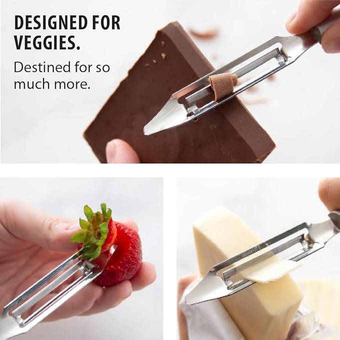 Rada Cutlery Vegetable Peeler (W232), 1.75" Stainless Steel Swiveling Blade, Black Handle