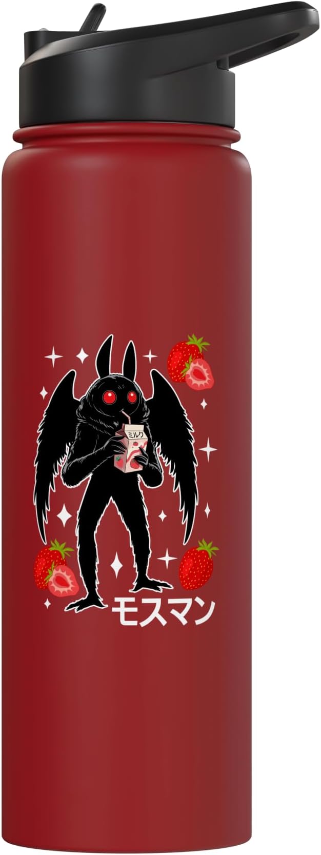 Mothman Kawaii Strawberry Milk Shake Carton Stainless Steel Insulated Water Bottle
