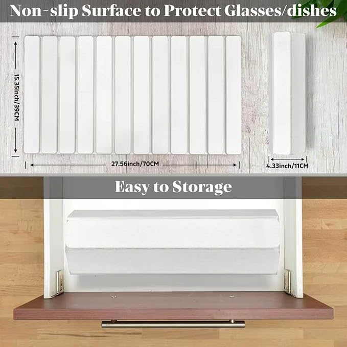 Large Stone Dish Drying Mats for Kitchen Counter, 28"(L)×16"(W), Fast Drying Collapsible Dish Drying Mat, Eco-Friendly Absorbent Diatomaceous Earth Mats for Dishes Bottles, Match Any Countertop