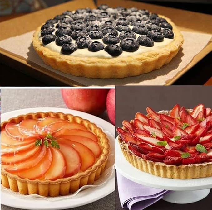 RICHSC-PAN Tart Pan 11 Inch Tart Pan Carbon Steel Round Non-Stick Pan Quiche Pan with Removable Chassis for Mousse Cakes, Kitchen Reusable Baking Tool with A Depth of 1.18 Inches.
