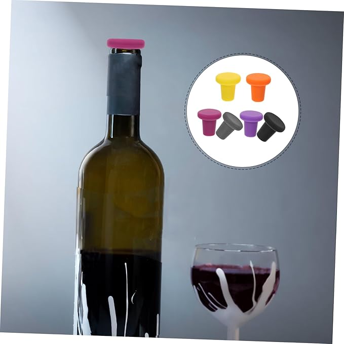 OUNONA 30pcs Silicone Wine Stoppers Reusable Bottle Caps for Airtight Sealing Deep Grey for Wine Preservation and Party Use