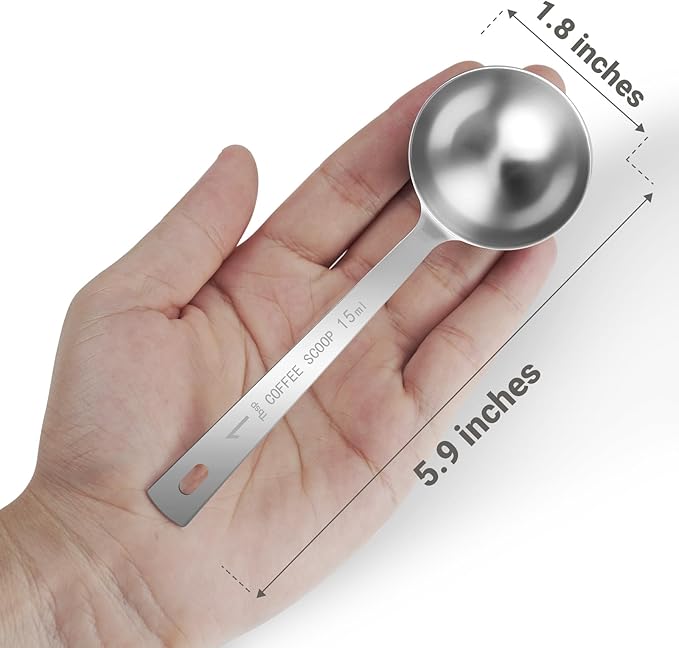 Flezoo 4Pcs Coffee Scoop Spoon - 1 Tablespoon 15ML Stainless Steel Long Handle Measuring Spoons for Ground Coffee, Loose Tea and Powder