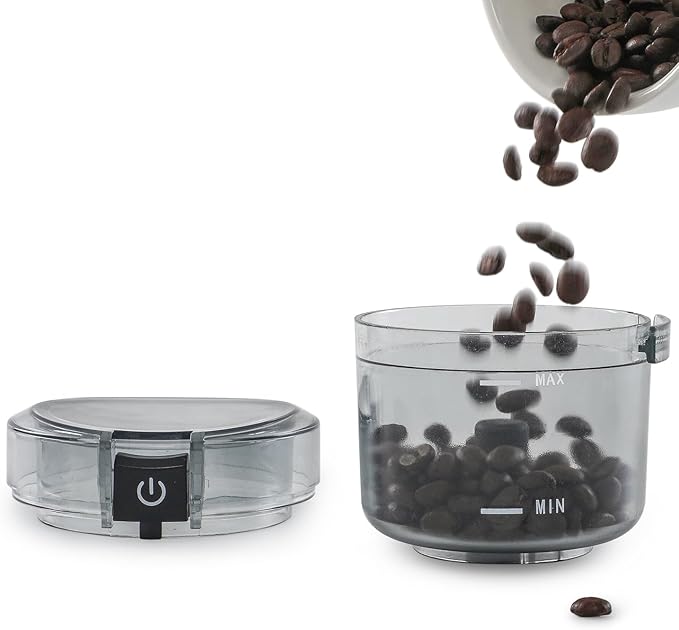 Electric Coffee Grinder Spice Grinder - Stainless Steel Blades Grinder for Coffee Bean Seed Nut Spice Herb Pepper, Brushed Stainless Steel Texture and Transparent Lid
