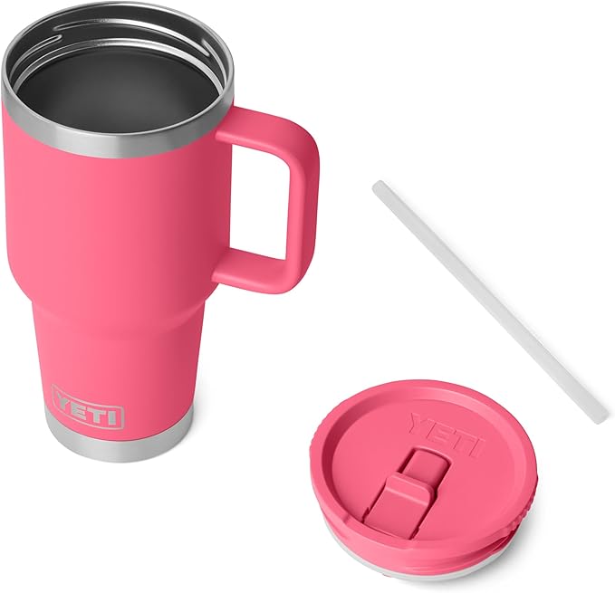 YETI Rambler 30 oz Travel Mug with Flip Straw Lid – Stainless Steel, Vacuum Insulated, Leakproof, Cup Holder Friendly