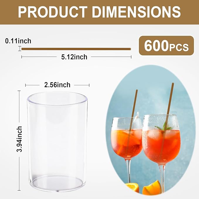 600 Pcs Golden Coffee Stirrers Stir Sticks Set - Acrylic Stir Stick Holder Cocktail Straws Bar Straws Drink Stirrers for Coffee Juice Whiskey Home Kitchen Party Supplies