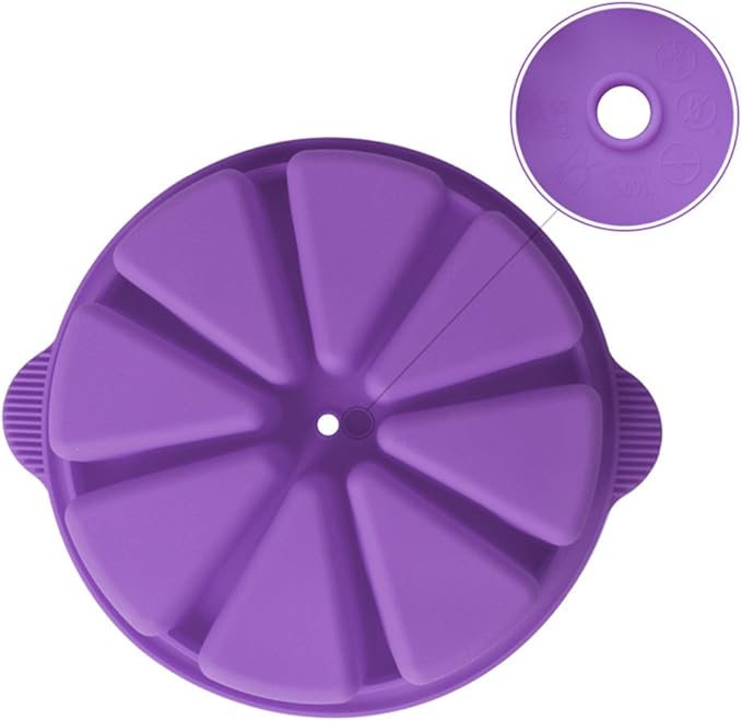 SHEbaking Scone Pan Silicone Triangle Cake Mold for Baking Nonstick Cornbread Pan 8 Cavity Pie Silicone Mold Perfect for Brownies, Muffin, Cupcake, Soap, polenta, or biscuits (Light Purple)