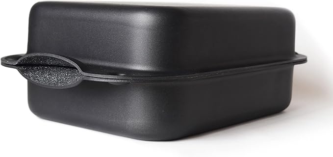 DaTerra Cucina - Nonstick Ceramic Coated Dual Roasting Pan Set – 2 Identical Pans, Oven Safe, Ideal for Roasting, Baking, Searing, Braising, Casseroles, Fits Most Toaster Ovens - 13 x 8 x 4.25