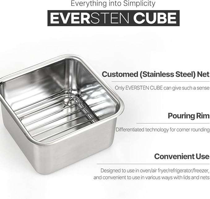 CuBE Large 2PCS Set 1500ml 1050ml Stainless Steel Food Storage Containers With Lids and a Net Kitchen Appliances Dishwasher Safe Premium South Korea