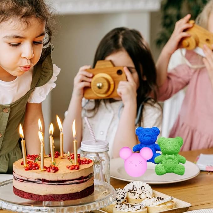 2 Pack Cute Bear Molds Silicone 6 Cavity 3D Cartoon Bear Themed Baking Mould Tray DIY Tool for Baby Shower Birthday Party Chocolate Cake Mousse Pastry Soap Crayons Cupcake Topper