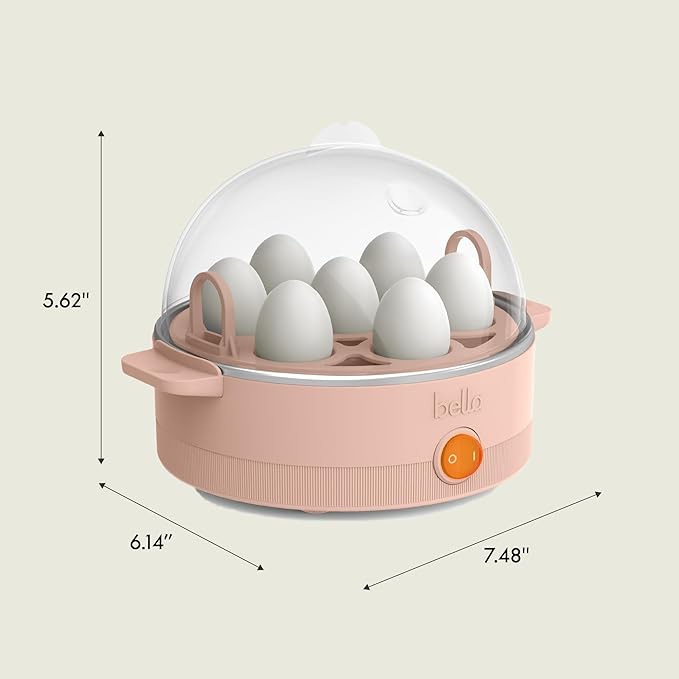 bella Electric Egg Cooker, 7 Eggs Capacity Tray, Single Stack, for Poached, Scrambled, Hard, Medium & Soft Boiled Eggs, Omelets and Steamed Dumplings, Auto Shutoff, 360 Watt, Blossom