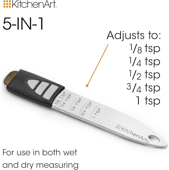 KitchenArt Pro Adjustable Measuring Set, Includes Adjustable Tablespoon, Teaspoon, and 2 Cup Measuring Cup