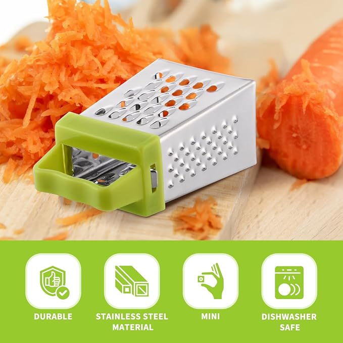 Ciieeo 12 Pcs Stainless Steel Mini Cheese Grater, Box Grater Handheld Slicer for Fruit, Vegetable, Multipurpose Kitchen Gadget, Assorted Colors, 2.63 x 1.45 x 4.25 Inch