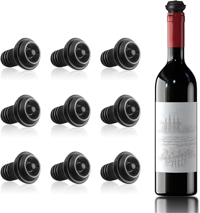 Wine Stopper 30pcs Black Wine Stoppers - Vacuum Reusable Leak-Proof for Most Pumps