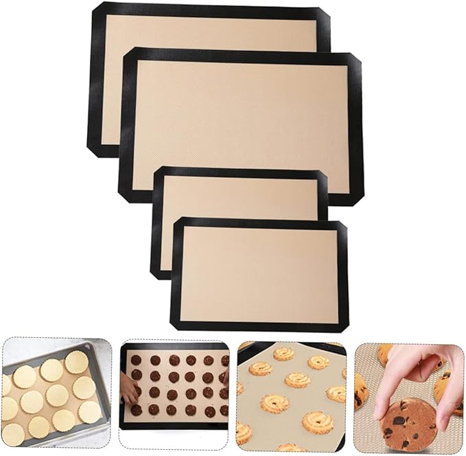 4pcs Silicone Baking Mats Non Stick Heat Resistant Pastry Mats for Oven Use Easy to Clean and Reusable Baking Pads Includes