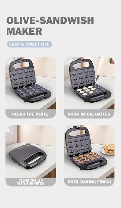 Walnut Cookie Maker 12 Holes Mold Maker Electric Walnut Cake Maker Mini Nut Waffle Bread Machine Sandwich Iron,Toaster Baking Breakfast Pan