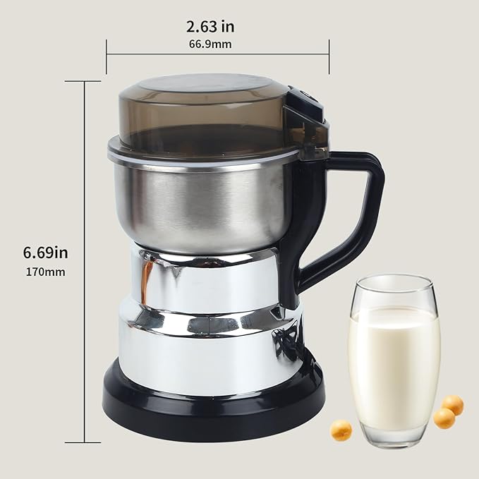 Electric Coffee Grinders，150-300w Silver Spice Grinder, One-Button Operation to Grinder Coffee Beans, Spices, Dry Herbs, Nuts, etc.1 Plastic Brush and 1 Plastic Spoon Included