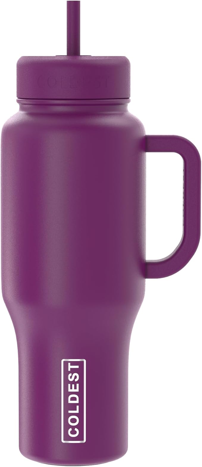 Coldest Tumbler with Handle and Straw - 100% Leak Proof Insulated Tumbler with Lid and Straw (3 Lids) - Stainless Steel Tumblers for Women & Men - Cup Holder Friendly Base, 36 oz (Purple Oasis)