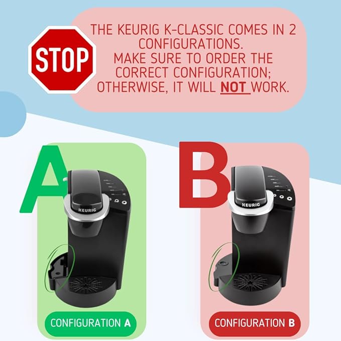 Replacement Water Reservoir Tank for Keurig K-Classic ONLY - B44, B40, B45, B50, K40, K45, K50, K55 Brewing Systems - 48 oz - CONFIGURATION A - ([ PRO TIP: WATCH VIDEO TO VERIFY CONFIGURATION ])