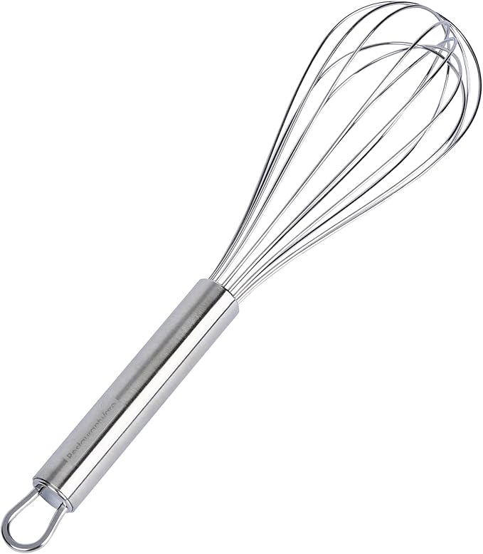 Restaurantware-German Standard 10.6 Inch French Whisk, 1 Dishwashable Kitchen Wire Whisk - Ergonomic Handle, Durable, Stainless Steel French Whip, For Blending, Stirring, Mixing Of Ingredients