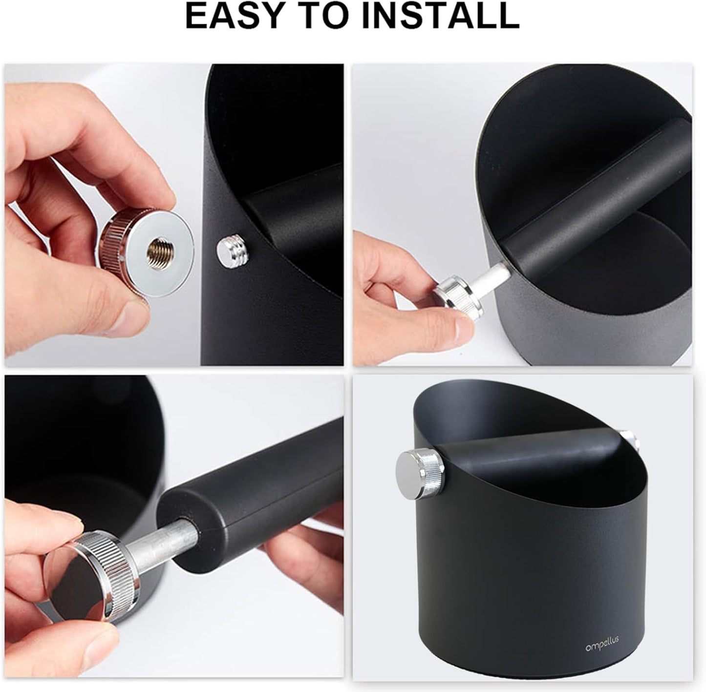 Espresso Knock Box, Large Capacity & Non-Slip Base Coffee Knock Box, Barista Tools, Espresso Machine Accessories (Black)