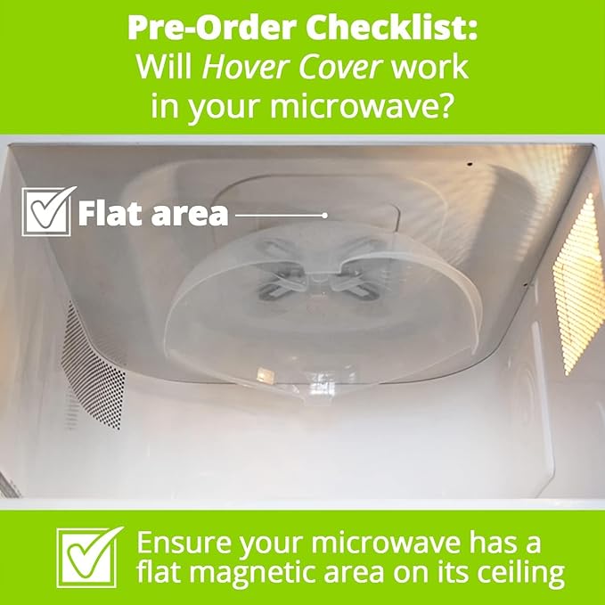 HOVER COVER Magnetic Microwave Splatter Cover, Clear Microwave Cover for Food - Vented & Magnetic, 12-inch, Food Grade Plate Cover, BPA Free - Black