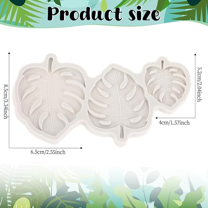 Tropical Leaves Silicone Molds Leaf Fondant Mold Monstera Leafage Silicone Fondant Mold Small Tropical Leaf Silicone Mold Cake Decorating Polymer Clay Mold for Candy Chocolate Baking Cookie Pastry