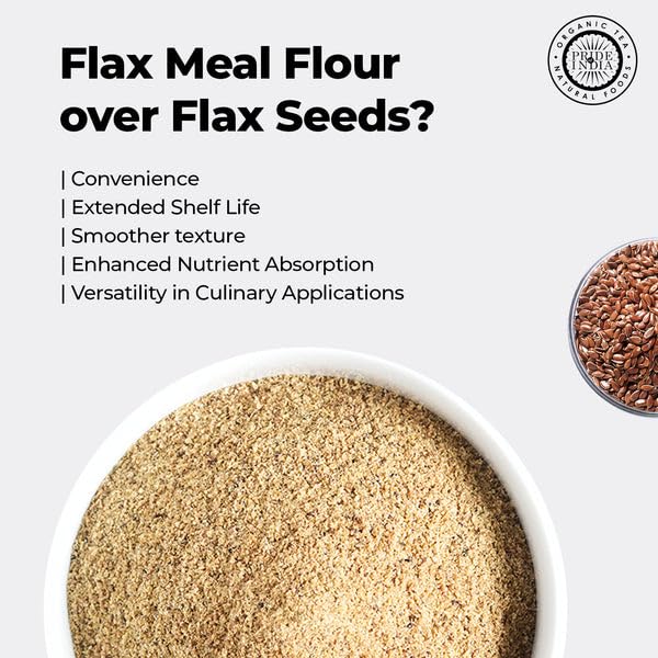 Pride of India - PACK of 6 - Flax Meal Flour 1 lbs (454 gm) Nutty Earthy Taste Freshly Milled in Small Batches | Used for Baking Coating Thickening | Prepare Muffins Pancakes Smoothies Pudding Salads