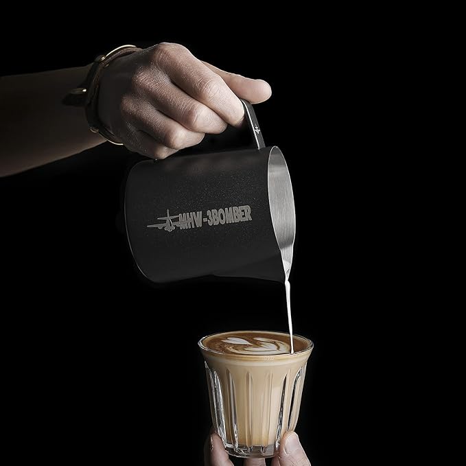 MHW-3BOMBER Espresso Steaming Pitcher Milk Frothing Pitcher Stainless Steel Milk Coffee Cappuccino Latte Art Barista Cup 20oz/600ml (Matte Black) P5033B-OS