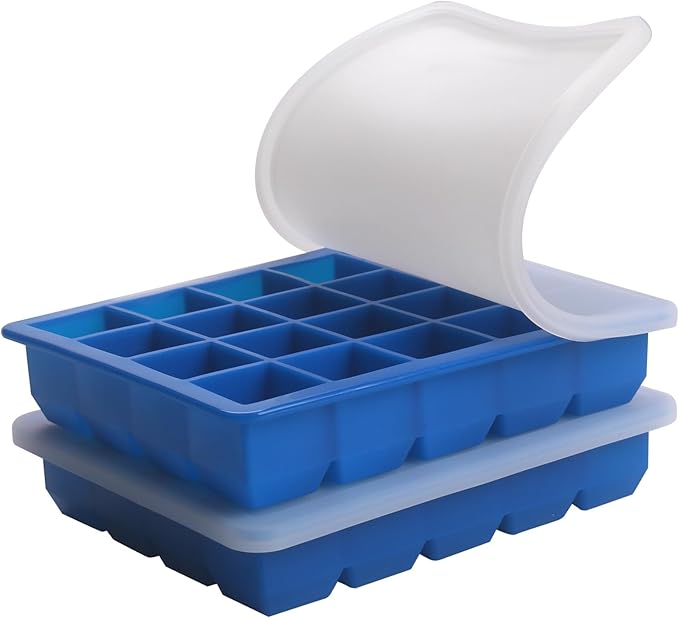 1 Tbsp Silicone Freezer Molds - Perfect for Storing Garlic, Herbs, Ginger, Pesto, Tomato Paste, Lemon Juice,Vegetable Purees,Purees and More - Silicone Food Freezer Tray(Blue 2 Pack)