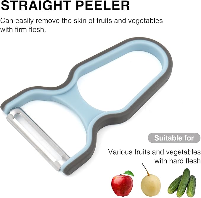 4-Piece Peeler Set with Straight, Serrated, and Julienne Peelers for Fruits, Vegetables, and Shredding，304 Stainless Steel