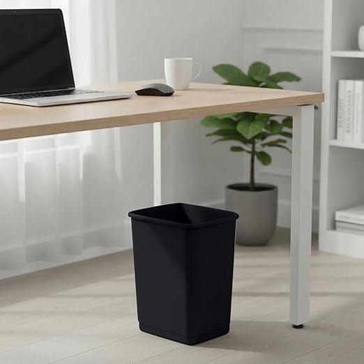 Superio 4.5 Gallon Plastic Trash Can, Unlidded Waste Bin Only for Home, Kitchen, Office, Bedroom, Bathroom- 18 Qt (Black)