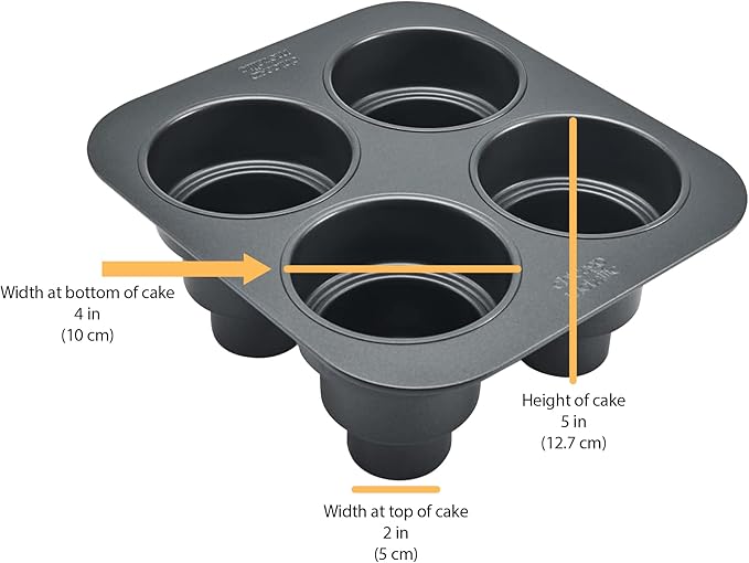 Chicago Metallic Mini Multi-Tier Round Cake Pan, Makes 4 Individual 3-Tier Celebration Cakes, Professional Grade Non-Stick Bakeware for Weddings, Showers, Parties (Pack of 3)