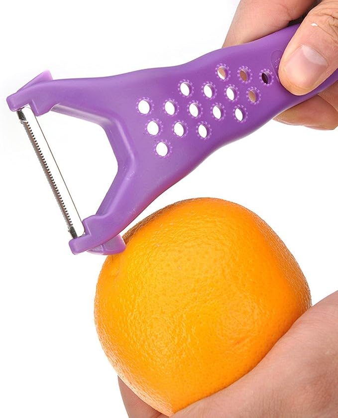Multi Fruit Vegetable Peeler & Grater, Double Serrated Stainless Steel Blade（Peeler and Grater Function), Sharp Blade for Cucumbers,Carrot, Apples, Potato Eye Remover. Grinding of Garlic and Ginger