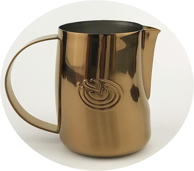 Barista Swag Curved Body Coffee Milk Frothing Cup for Espresso Machines Latte Art 500ml Steaming Pitchers (Mirror Rose Gold)