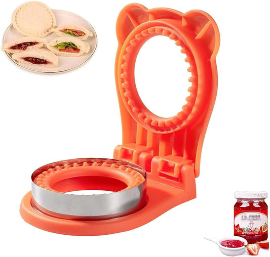 CHICHAUS Uncrustable Sandwich Maker,Sandwiches Pocket Circle Shape 3.7Inch Sandwich Cutter and Sealer,Sandwich Cutter for Kids Breakfast and lunchboxes (Orange)