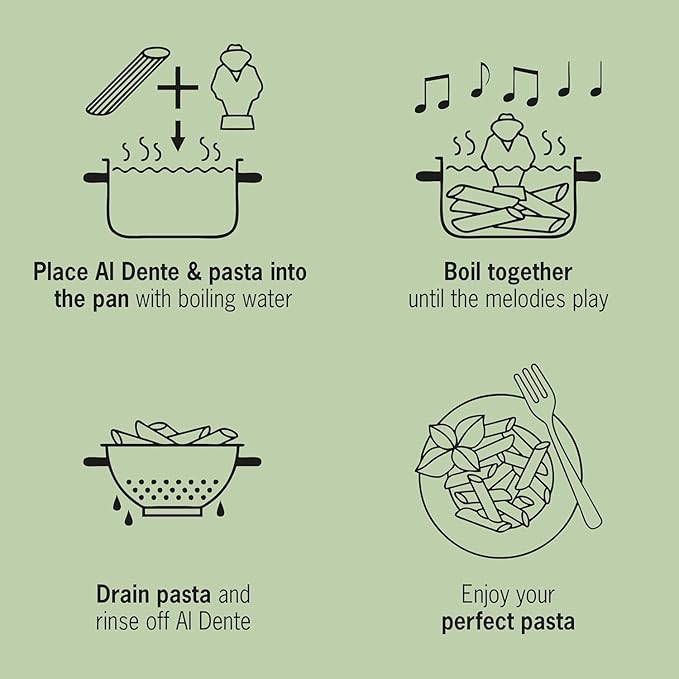 Al Dente Taupe - The Singing Floating Pasta Timer: Will Sing Different Tunes When Pasta is Ready at 3, 7, 9, and 11 Minutes, to be Boiled with Any Pasta in The Pot, Floats in Cold & Hot Boiling Water