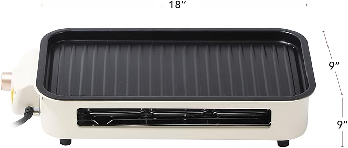OVENTE 2-in-1 Electric Indoor Grill, 1500W Smokeless Korean BBQ Griddle with Non-Stick Removable Cooking Plate, 3 Raclette Cheese Pans, Adjustable Temperature Control, Dishwasher Safe, Beige BQR1502B