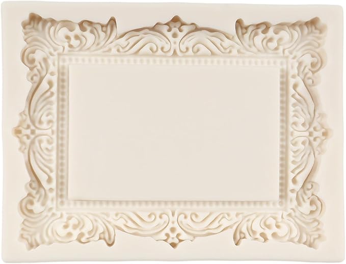 Baroque Photo Frame Fondant Molds Picture Frames Silicone Mold Vintage Mirror Frame Molds for Cake Decoration Cupcake Topper Chocolate Candy Polymer Clay Gum Paste Set of 2