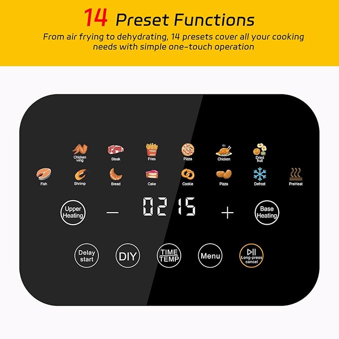 6Qt Air Fryer 14-in-1 with Viewing Window, Large Capacity, 392℉ Max Crisp, No Flipping Dual Heating, 1700W Fast Even Cooking, Nonstick Dishwasher Safe Basket, Bake Roast Dehydrate Reheat