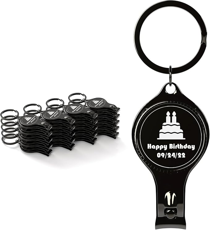 30pcs Personalized 4 in 1 Multi Function Bottle Opener, Nail Clipper, Wedding Favors Brewery, Private Customized, Black, Multitool Gifts for Men