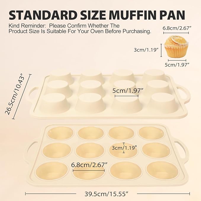 Silicone Muffin Pan Set：3Pcs Silicone Cupcake Molds for Baking Metal Frame - Nonstick Jumbo Muffin Pan - Mini Cupcake Tin - Regular Tray For English Blueberry Chocolate Egg Bites - Baker Lovers