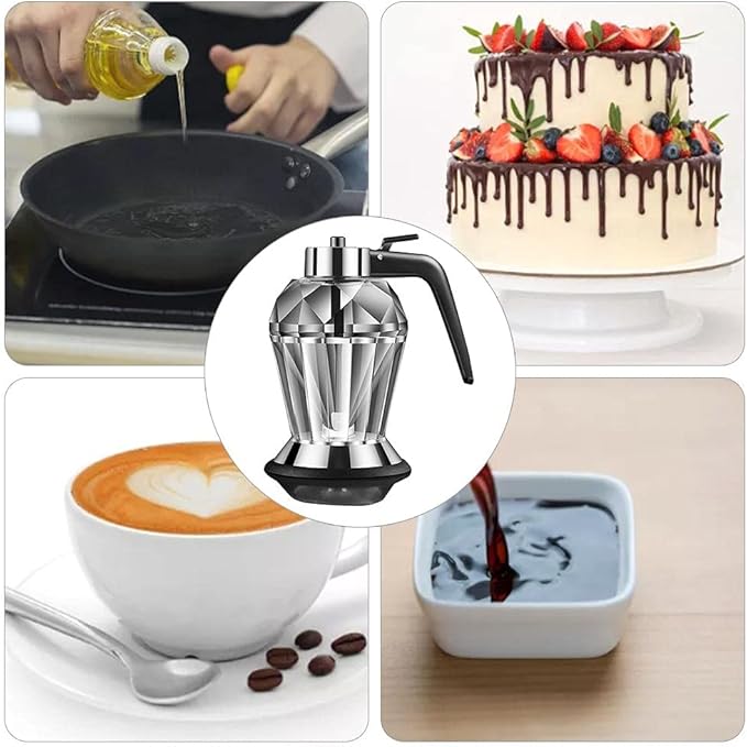 Honey Dispenser Pot HEITIGN 13 * 10 * 16 No Drip Glass with Stand Honey Jar Clear Glass Honey Container Maple Syrup Dispenser Honey Pot with Stand Honey Bottle with Flip Top Lid