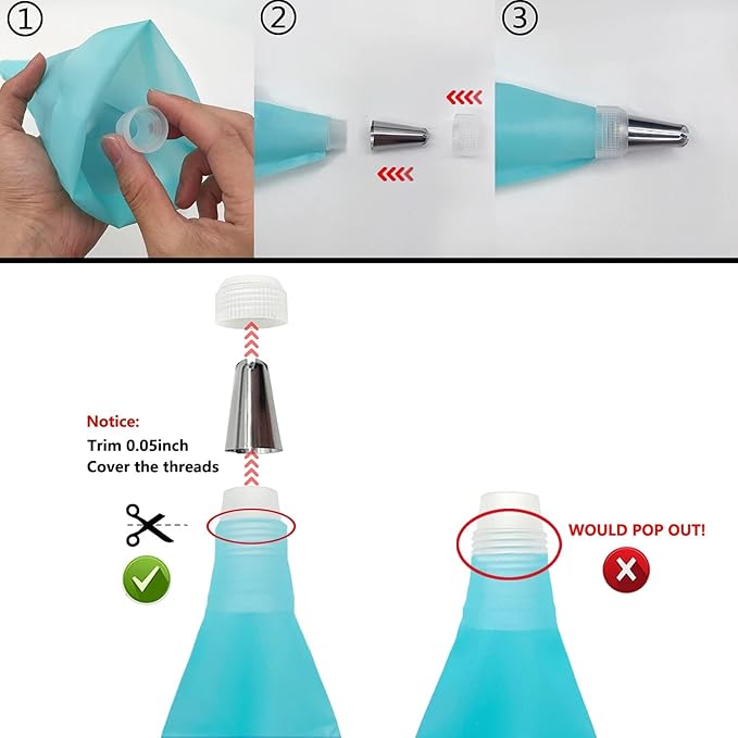 Piping Bags and Tips Set, 16" Reusable Piping Bags, Frosting Piping Kit for Baking with Pastry Bags and Tips, Standard Converters, Silicone Rings, Cake