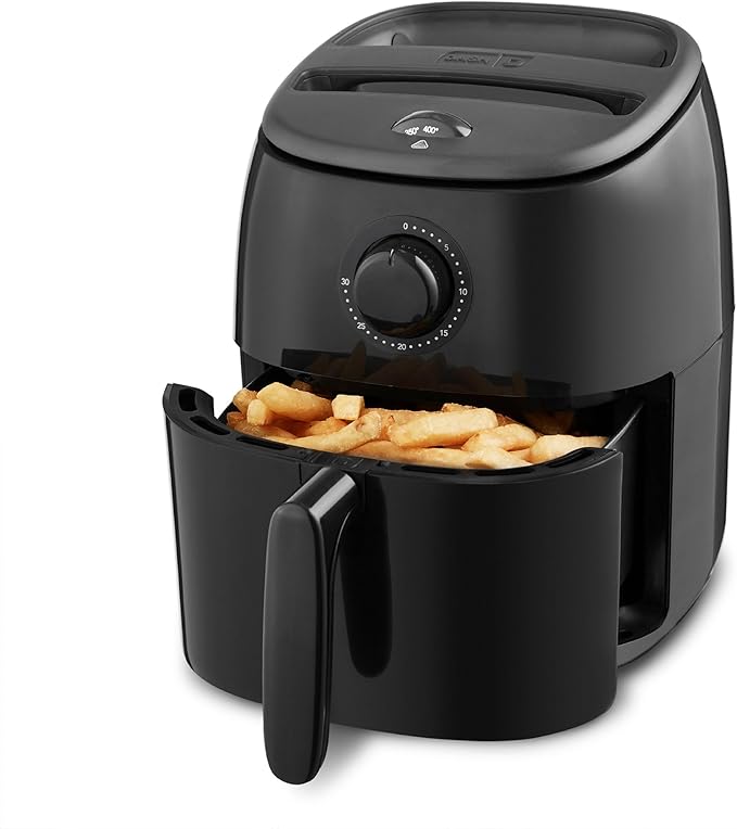 Dash Tasti-Crisp™ Air Fryer - AirCrisp® Technology - Compact Design with Adjustable Temperature Control - Nonstick Fry Basket & Auto Shut-Off Feature - 2.6 Quarts - Black