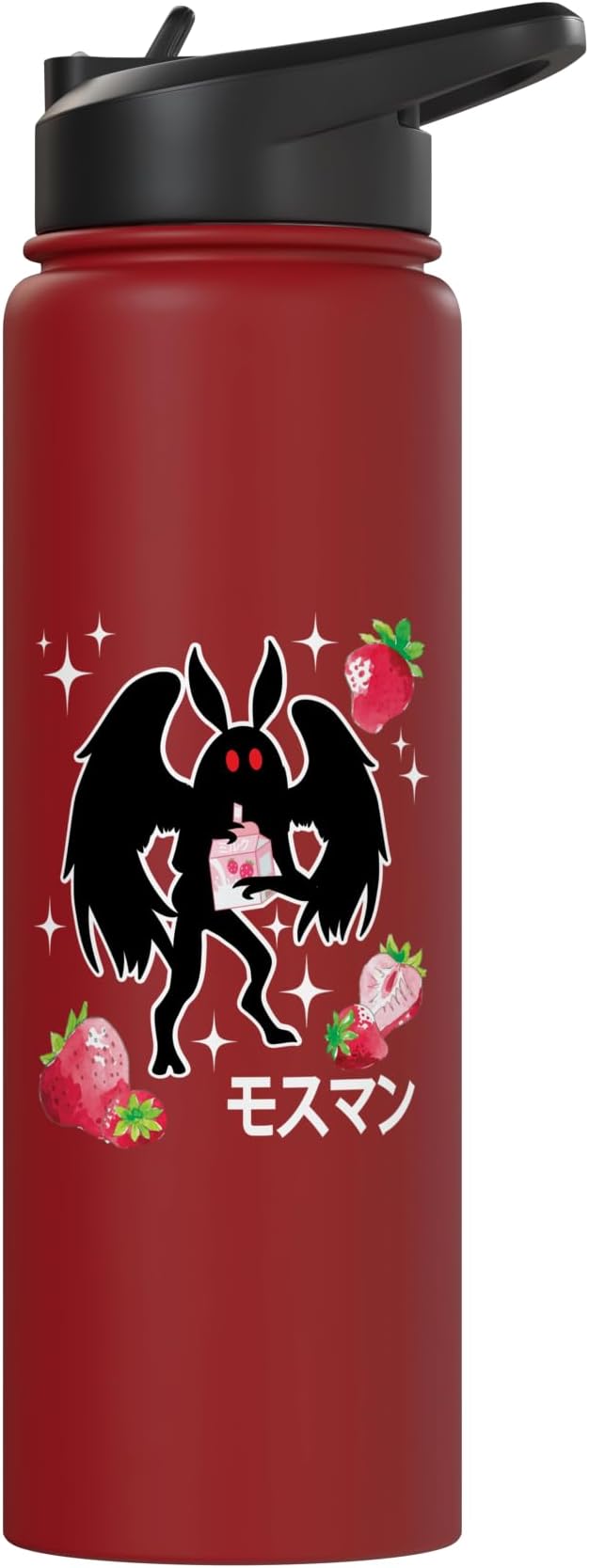 Mothman Kawaii Strawberry Milk Shake Carton Stainless Steel Insulated Water Bottle