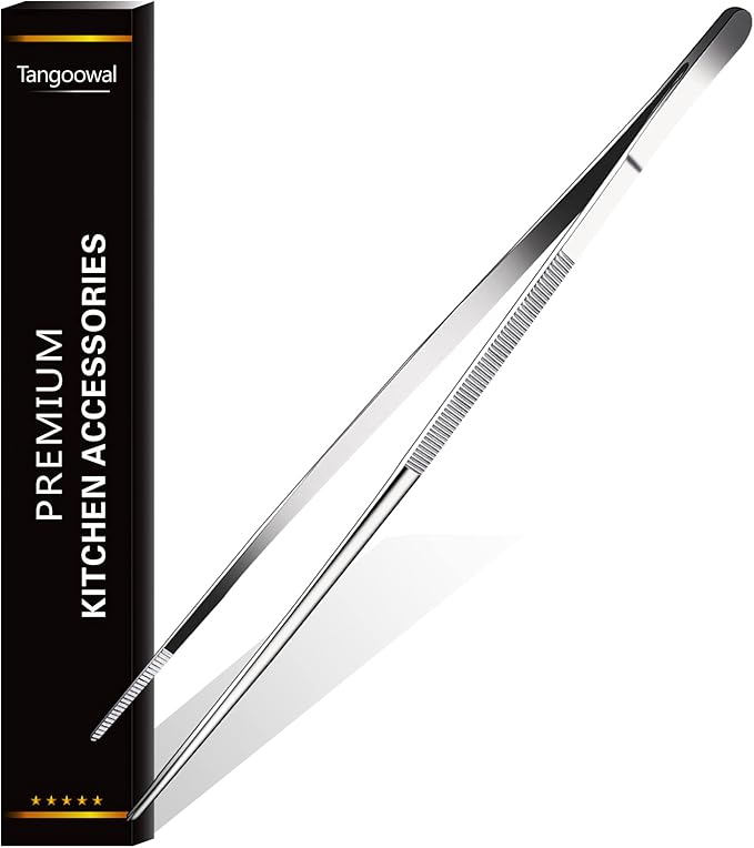 12-Inch Kitchen Fine Cooking Tweezers Tongs,Stainless Steel Long Food Tweezers Tongs